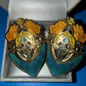 Elegant Gold and Teal Earrings